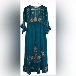 NATURAL LIFE Teal Floral Maxi Dress